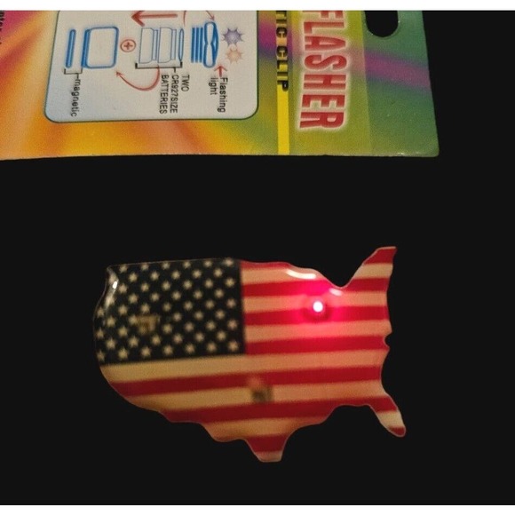 Magnetic Flashers USA Flag Texas Clip Light Up Magnet Brooches July 4th - Picture 4 of 9